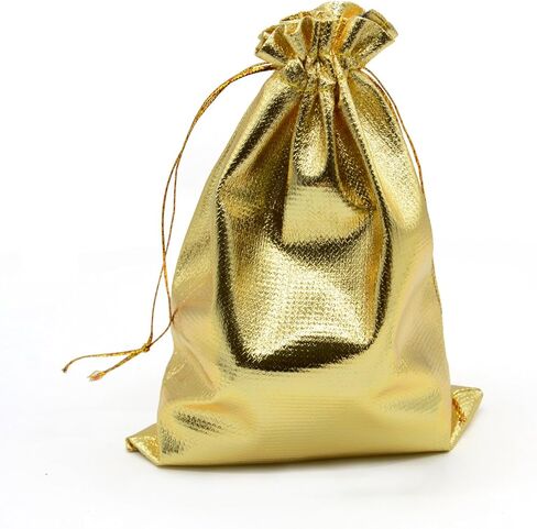 BEAVOING Pack of 50 3.54"x 4.72" Heavy Duty Gold Drawstring Organza Jewelry Pouches Wedding Party Christmas Favor Gift Candy Chocolate Bags (Gold, 3.54x4.72) in Kuwait