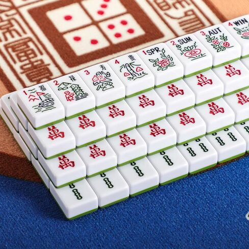 مجموعة بلاط GUSTARIA Mahjong، مجموعة ألعاب American Mahjongg مع 166 بلاطًا أبيض فاخرًا (1.2 بوصة، حجم قياسي) وحقيبة حمل متينة، والرفوف والدافعات غير متضمنة in Kuwait