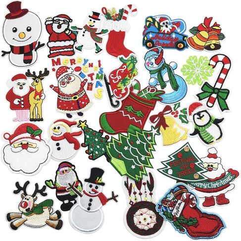 Woohome 27 PCS Merry Christmas Iron on Patch Embroidered Appliques Stickers for Craft, Sewing, Clothing and DIY Christmas Gifts in Saudi Arabia