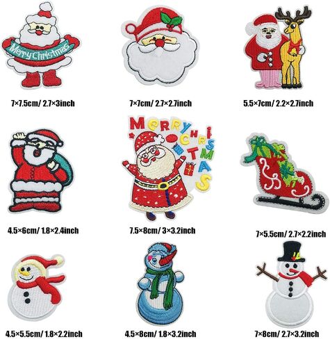 Woohome 27 PCS Merry Christmas Iron on Patch Embroidered Appliques Stickers for Craft, Sewing, Clothing and DIY Christmas Gifts in Saudi Arabia