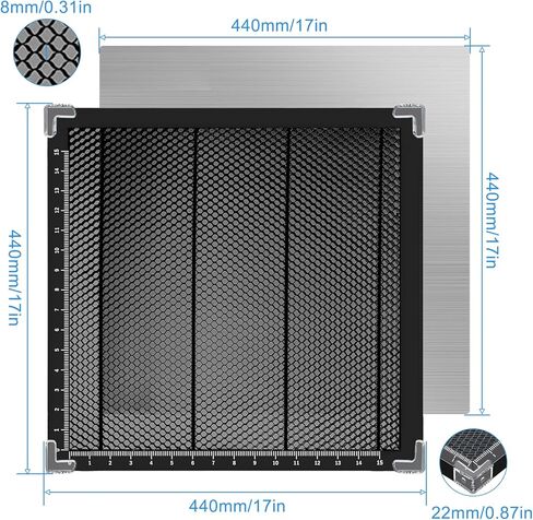 Honeycomb Working Table, 440x440x22mm Honeycomb Laser Bed, Laser Honeycomb for Most Laser Engravers with Aluminum Plate with Engraving Materials in Kuwait