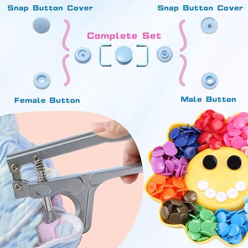 808 قطعة أزرار كبس بلاستيكية غير مخيطة مع أزرار كبس T5 أزرار كبس مع أزرار كبس طقم لاصق لامع مستدير من الراتنج البلاستيك أزرار مثبتات لخياطة الملابس ومعطف المطر والمرايل والحفاضات والمرايل in Kuwait