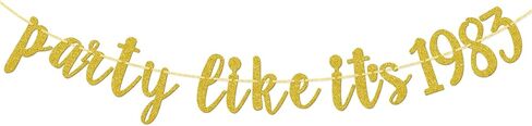 لافتة بارتي لايك اتس لعام 1983، ديكورات حفلات الذكرى السنوية الأربعين، ديكور عيد ميلاد عام 1983، مربوطة مسبقًا، ذهبي لامع in Kuwait