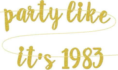 لافتة بارتي لايك اتس لعام 1983، ديكورات حفلات الذكرى السنوية الأربعين، ديكور عيد ميلاد عام 1983، مربوطة مسبقًا، ذهبي لامع in Kuwait
