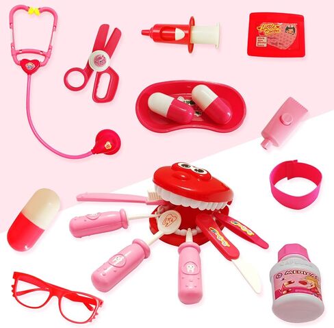 Hechify 20Pcs Doctor Kit Toy for Toddler,Preschool Pretend Play Medical Kit Doctor Bag Denture Toys,Doctor Set for Girls Boys and Kids to Play The Role of Doctor Ages 3+ in Kuwait
