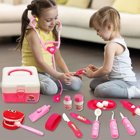 Hechify 20Pcs Doctor Kit Toy for Toddler,Preschool Pretend Play Medical Kit Doctor Bag Denture Toys,Doctor Set for Girls Boys and Kids to Play The Role of Doctor Ages 3+ in Kuwait