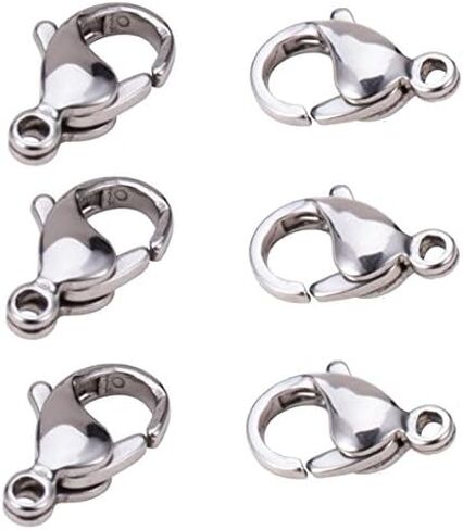 MINI-FACTORY 100pcs Stainless Coating Silver Lobster Claw Clasps for Jewelry Making, 4x6mm in Kuwait