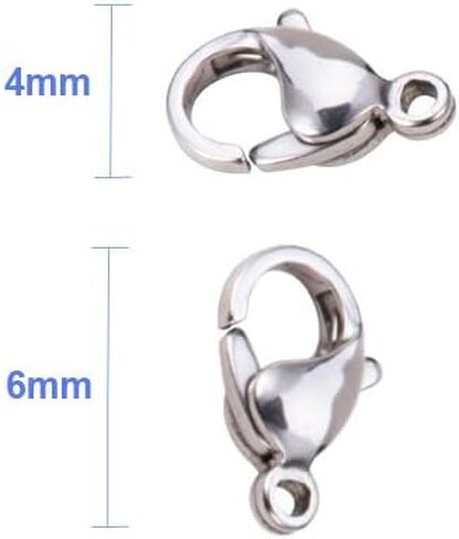 MINI-FACTORY 100pcs Stainless Coating Silver Lobster Claw Clasps for Jewelry Making, 4x6mm in Kuwait