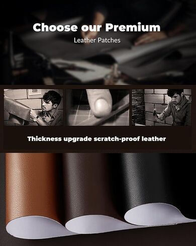 شريط إصلاح الجلد Oterri، رقعة إصلاح جلدية ذاتية اللصق، مجموعة إصلاح جلدية كبيرة مقاس 30 × 16 بوصة للأرائك ومقاعد السيارات والأثاث (جلد الليتشي المحبب، أسود) in Kuwait