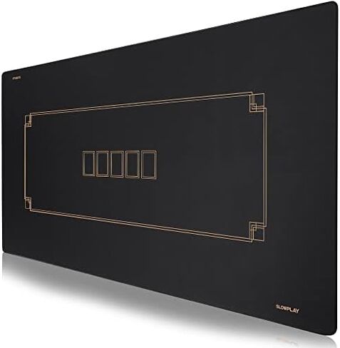 SLOWPLAY Godel Texas Hold'em Poker Mat | Portable Poker Table Top, Black and Champagne Gold, 70 x 35 Inch, Water Repellent, Noise Reduction, and Premium Carrying Bag for Games Everywhere in Saudi Arabia