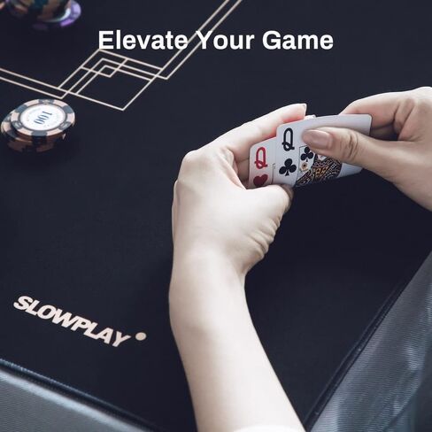 SLOWPLAY Godel Texas Hold'em Poker Mat | Portable Poker Table Top, Black and Champagne Gold, 70 x 35 Inch, Water Repellent, Noise Reduction, and Premium Carrying Bag for Games Everywhere in Saudi Arabia