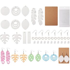 Spritewelry 18 Pairs Sublimation Blanks Products Sublimation Earring Blanks Unfinished MDF Earrings with Cards Jump Rings Hooks Ear Nuts Bags for Halloween Christmas Women Girls DIY Earring