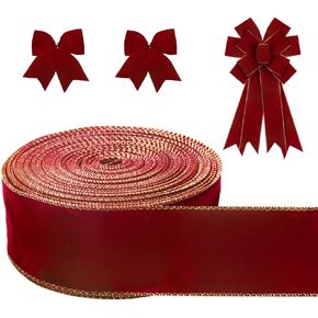 Long Christmas Fabric Ribbons 30 Yards Bright Red Matte Flocking Ribbons Xmas New Year Fabric Decor Ribbon for Christmas Party Hanging Decoration Gift Wrapping Indoor Outdoor Craft Decoration Supplies