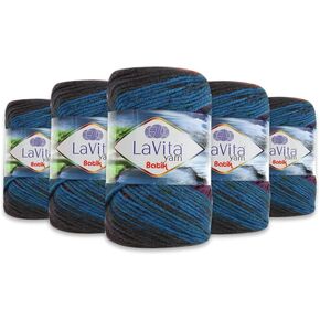 LaVita Yarn Batik Hand Knitting Yarn, 5-Pieces Pack, 100% Acrylic Yarn, 1 Ball 100 gr, 170 mt (DG14)