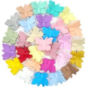ديكوني 20 قطعة من خرز سيليكون على شكل فراشة، خرز حيوانات كرتوني لطيف، خرز مسطح ملون على شكل فراشة، خرز سيليكون سائب، للبالغين من لوازم الحرف اليدوية والقلائد والاساور in Kuwait
