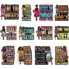 9Pcs Black King Iron On Decals for Clothing Cool Black Men Iron On Patches DIY Heat Transfer Stickers for T-Shirt Jeans in Kuwait