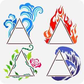 FINGERINSPIRE Dice Sword Leaf Painting Stencil 11.8x11.8inch Reusable Polyhedron Dice Pattern Stencil Large Sword Hilt Drawing Template Hollowed Leaves Branches for Home Wall Furniture Decor