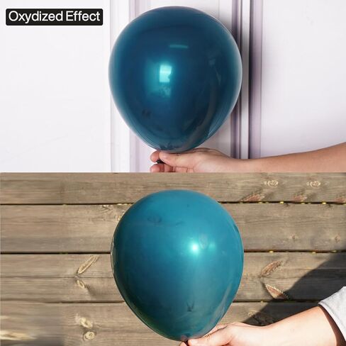 بارتي وو بالونات زرقاء على شكل طاووس، 50 قطعة من بالونات الحفلات مقاس 12 انش، بالونات زرقاء محشوة مزدوجة، بالونات لاتكس لتزيين الحفلات، ديكورات عيد الميلاد، ديكورات الزفاف، ديكورات حفلات استقبال in Kuwait