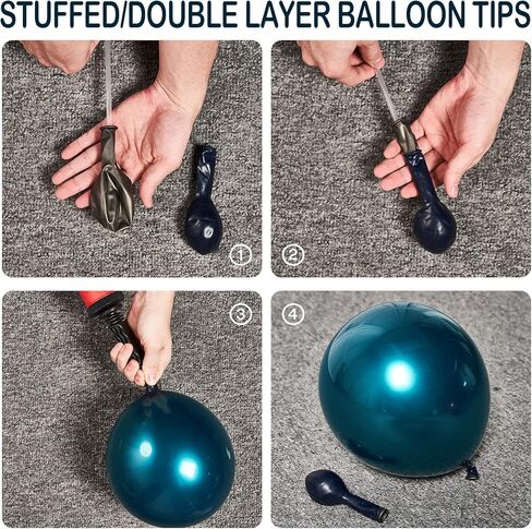 بارتي وو بالونات زرقاء على شكل طاووس، 50 قطعة من بالونات الحفلات مقاس 12 انش، بالونات زرقاء محشوة مزدوجة، بالونات لاتكس لتزيين الحفلات، ديكورات عيد الميلاد، ديكورات الزفاف، ديكورات حفلات استقبال in Kuwait