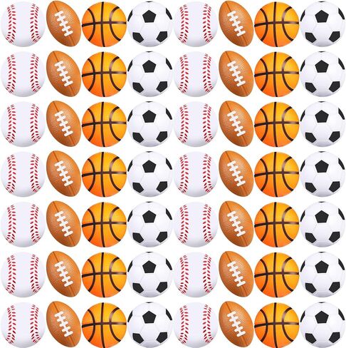 Zhanmai 60 Pieces Sports Party Favors Balls Foam Stress Balls Tiny Sports Balls Including Basketball, Soccer Ball, Baseball, Football for Stress Relief Ball Games Stocking Stuffers in Saudi Arabia