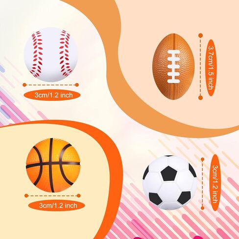 Zhanmai 60 Pieces Sports Party Favors Balls Foam Stress Balls Tiny Sports Balls Including Basketball, Soccer Ball, Baseball, Football for Stress Relief Ball Games Stocking Stuffers in Saudi Arabia