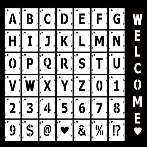 استنسل حروف 4 انش 42 عبوة من 42 قطعة قابلة لاعادة الاستخدام للحرف اليدوية، استنسل حروف صغيرة للرسم على الخشب والجدار والقماش والصخور والسبورة واللافتات والمشاريع الفنية التي تصنعها بنفسك in Kuwait