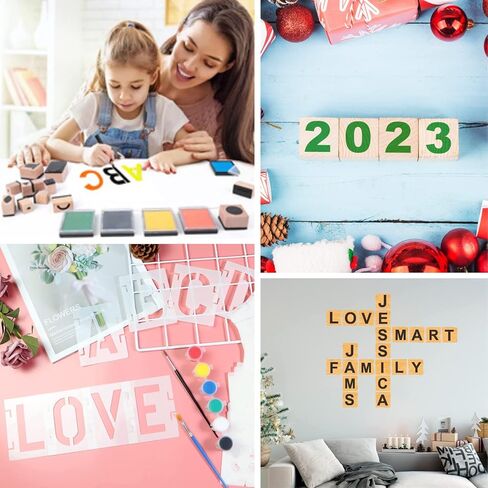 استنسل حروف 4 انش 42 عبوة من 42 قطعة قابلة لاعادة الاستخدام للحرف اليدوية، استنسل حروف صغيرة للرسم على الخشب والجدار والقماش والصخور والسبورة واللافتات والمشاريع الفنية التي تصنعها بنفسك in Kuwait