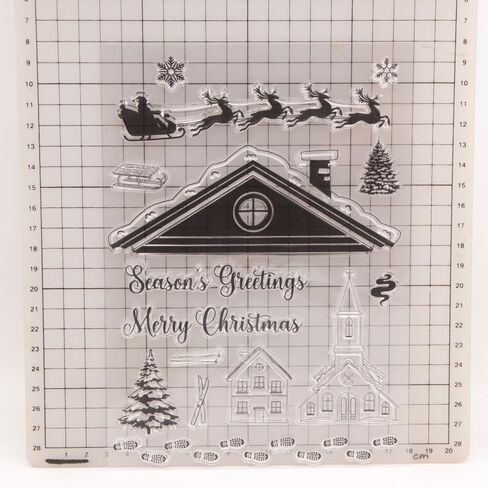 Reindeer Elk Moose Christmas Tree Deer Pine Leaf Star Snow Clear Stamps Transparent Silicone Stamp Album Cards Rubber Stamp for Card Making Decoration and DIY Scrapbooking in Saudi Arabia