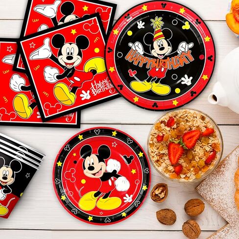 لوازم حفلات ميكي ماوس، 141 قطعة من ادوات المائدة لاعياد الميلاد ميكي ماوس - اطباق ورقية ومناديل واكواب حفلات ميكي ماوس ومفرش طاولة الخ ادوات مائدة للحفلات بطابع ميكي ماوس للاولاد والاطفال in Kuwait