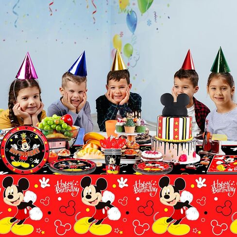 لوازم حفلات ميكي ماوس، 141 قطعة من ادوات المائدة لاعياد الميلاد ميكي ماوس - اطباق ورقية ومناديل واكواب حفلات ميكي ماوس ومفرش طاولة الخ ادوات مائدة للحفلات بطابع ميكي ماوس للاولاد والاطفال in Kuwait