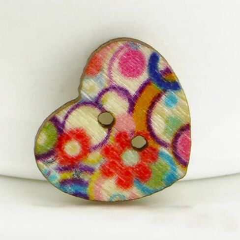 100 قطعة من Adorainbow أزرار على شكل قلب أزرار خياطة خشبية على شكل زهرة أزرار ملابس على شكل قلب الحب DIY بها بنفسك الخياطة وصياغة القصاصات in Kuwait