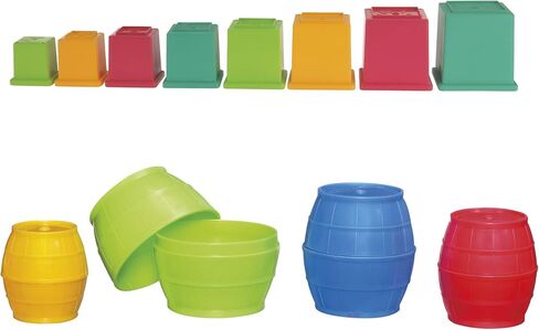 بلاي سكول مجموعة العاب اسطوانات ومكعبات ستاك اند نيست للرضع والاطفال الصغار من عمر سنة واحدة، مجموعة من 16 قطعة [حصرية على امازون] in Kuwait