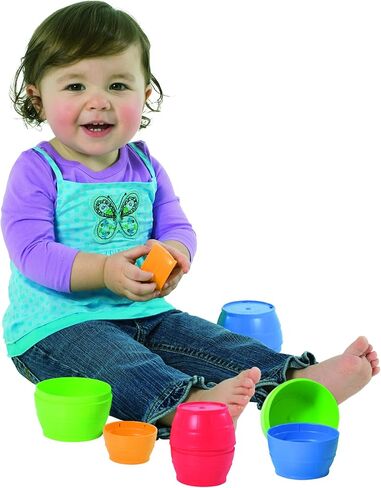 بلاي سكول مجموعة العاب اسطوانات ومكعبات ستاك اند نيست للرضع والاطفال الصغار من عمر سنة واحدة، مجموعة من 16 قطعة [حصرية على امازون] in Kuwait