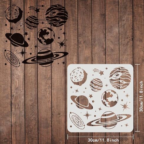 قوالب استنسل رسم الكواكب من FINGERINSPIRE (11.8 × 11.8 بوصة) استنسلات بلاستيكية لتزيين الكواكب استنسل نجمة مربعة للرسم على الخشب والأرضيات والجدار والنسيج in Kuwait