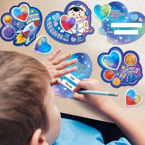 Valentines Day Gifts Cards with 30 Pack Galaxy Hearts Slime for Kids Classroom Exchange Prize, Valentine's Party Favors for Boys Girls, Valentine's Greeting Cards, Valentine Exchange Gifts in Kuwait