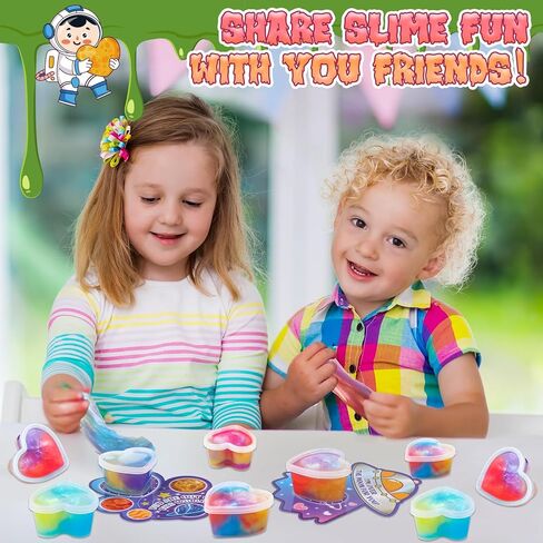 Valentines Day Gifts Cards with 30 Pack Galaxy Hearts Slime for Kids Classroom Exchange Prize, Valentine's Party Favors for Boys Girls, Valentine's Greeting Cards, Valentine Exchange Gifts in Kuwait