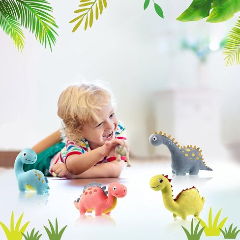 4 Packs Dinosaur Stuffed Animal Cute Dinosaur 9 Inch Dinosaur Plush Toys Adorable Soft Dinosaur Toy for Kids Baby Birthday Party Favors in Saudi Arabia