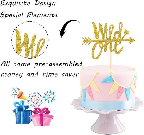 زينة كعكة واحدة لامعة لتزيين كعكة عيد الميلاد الأول للأطفال من جلود جليتر in Kuwait