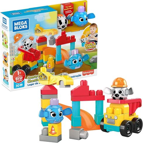 Mega Bloks Peek A Blocks Construction Site, Building Toys for Toddlers for ages 1 years and up (30 Pieces) in Saudi Arabia