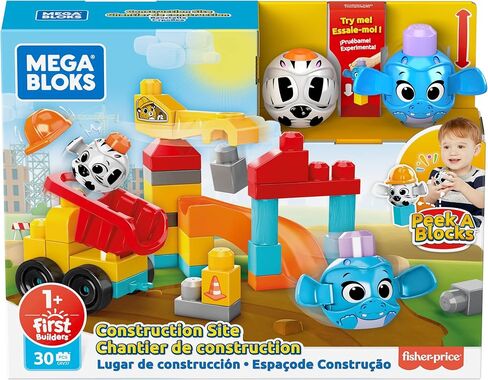 Mega Bloks Peek A Blocks Construction Site, Building Toys for Toddlers for ages 1 years and up (30 Pieces) in Saudi Arabia