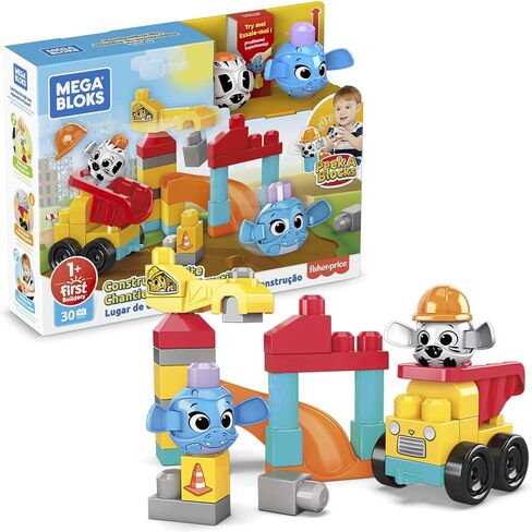 Mega Bloks Peek A Blocks Construction Site, Building Toys for Toddlers for ages 1 years and up (30 Pieces) in Saudi Arabia