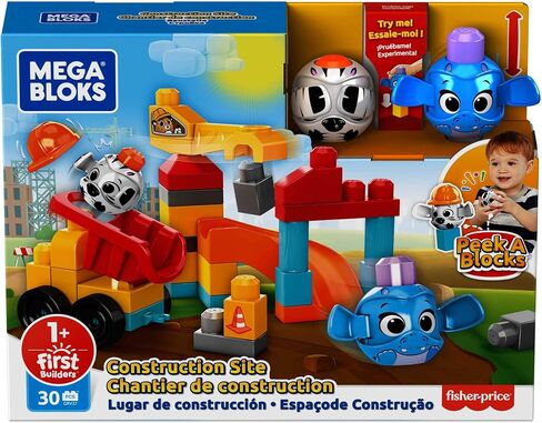 Mega Bloks Peek A Blocks Construction Site, Building Toys for Toddlers for ages 1 years and up (30 Pieces) in Saudi Arabia