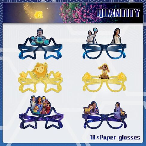 TOPTAMP 18Pcs Wish Party Supplies Paper Glasses Asha Pattern Kids Birthday Glass Face Mask Decoration in Kuwait