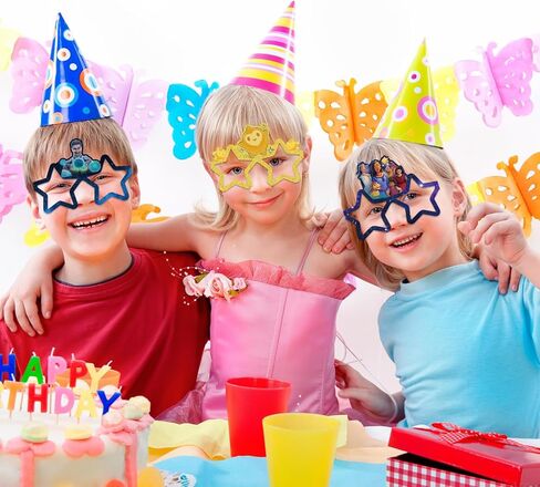 TOPTAMP 18Pcs Wish Party Supplies Paper Glasses Asha Pattern Kids Birthday Glass Face Mask Decoration in Kuwait