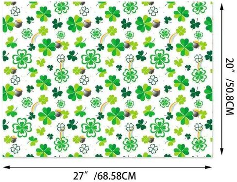 12 ورقة ورق تغليف هدايا عيد القديس باتريك 4 تصاميم خضراء شامروك البرسيم ورق تغليف المناديل الورقية الأيرلندية للعطلات ورقة الفن لحفلات أعياد الميلاد تغليف الهدايا الحرفية اليدوية، 20 × 27 انش in Kuwait