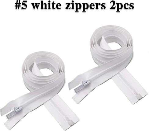 Sawoake 2PCS #5 12 Inch Separating Jacket Zippers for Sewing Coats Jacket Zipper White Molded Plastic Zippers Bulk Tailor DIY Sewing Tools for Garment/Bags/Home Textile in Kuwait