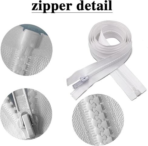 Sawoake 2PCS #5 12 Inch Separating Jacket Zippers for Sewing Coats Jacket Zipper White Molded Plastic Zippers Bulk Tailor DIY Sewing Tools for Garment/Bags/Home Textile in Kuwait