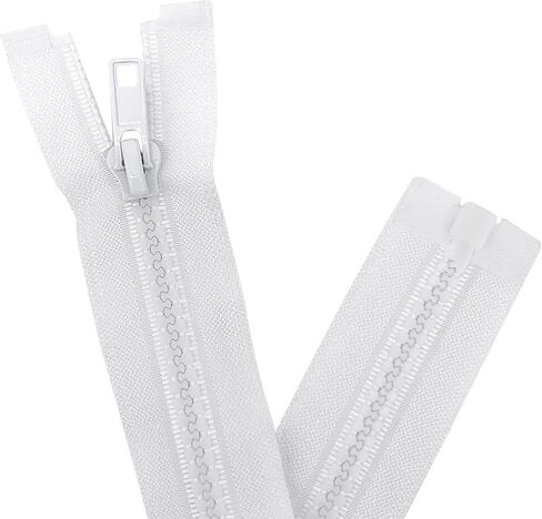 Sawoake 2PCS #5 12 Inch Separating Jacket Zippers for Sewing Coats Jacket Zipper White Molded Plastic Zippers Bulk Tailor DIY Sewing Tools for Garment/Bags/Home Textile in Kuwait