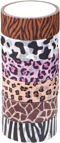 ملصقات هدايا Gadpiparty، 6 لفات من شريط واشي على شكل حيوانات، أبقار الفهد، طباعة حمار وحشي، ملصقات تزيين لسجل القصاصات من أجل DIY Crafts Journal Planner، تغليف الهدايا، ديكور اليد in Kuwait