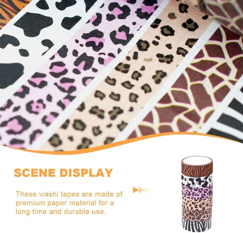 ملصقات هدايا Gadpiparty، 6 لفات من شريط واشي على شكل حيوانات، أبقار الفهد، طباعة حمار وحشي، ملصقات تزيين لسجل القصاصات من أجل DIY Crafts Journal Planner، تغليف الهدايا، ديكور اليد in Kuwait